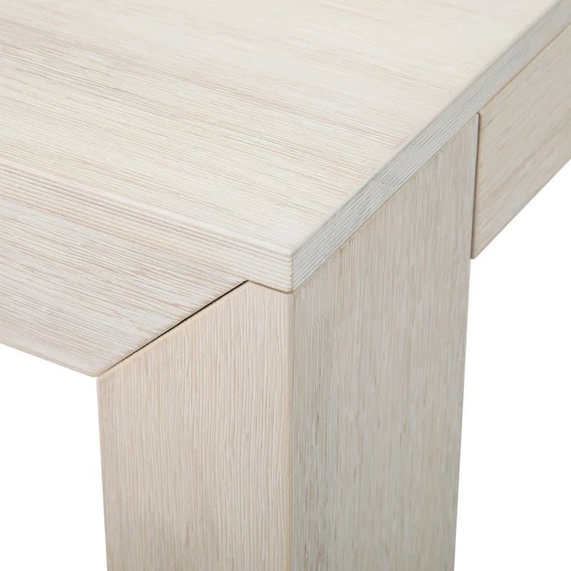 Modern Rectangular Solid Pine Wood Dining Table with Wirebrushed Finish
