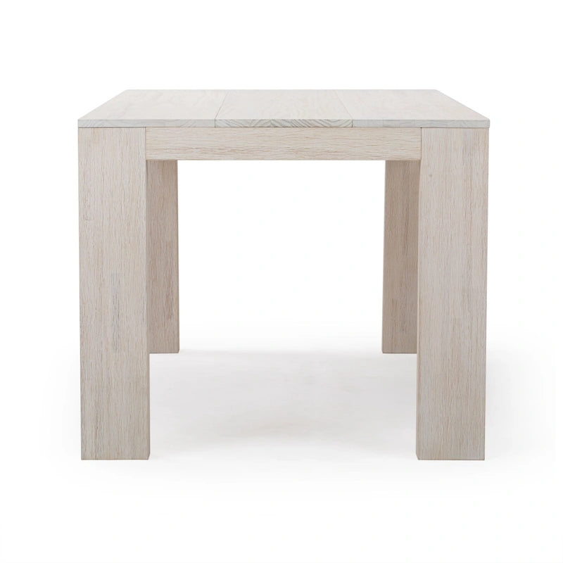 Modern Rectangular Solid Pine Wood Dining Table with Wirebrushed Finish