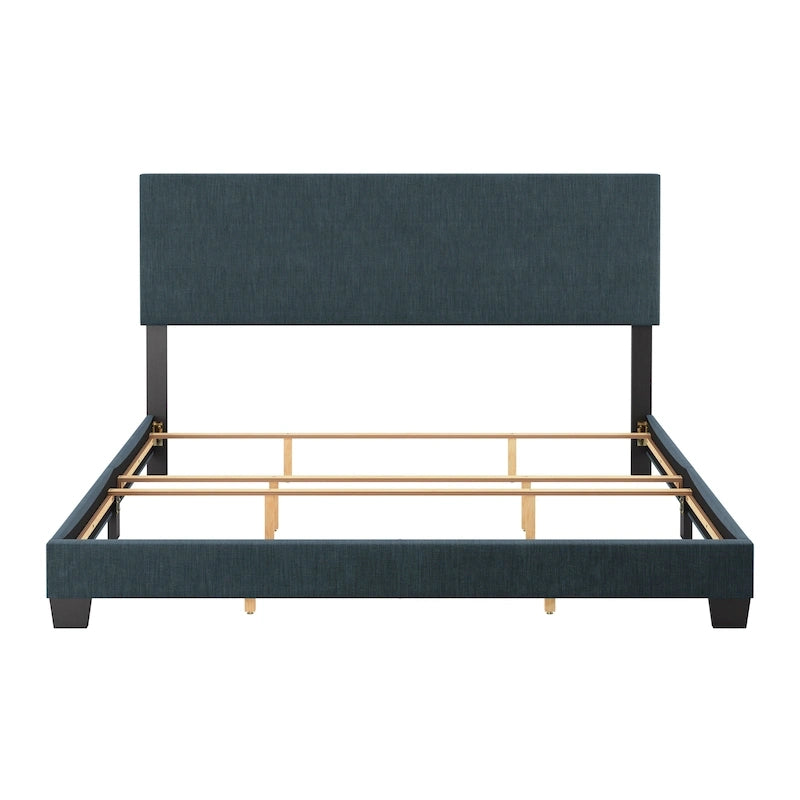 Modern Upholstered Bed Frame with Padded Headboard and Low Profile