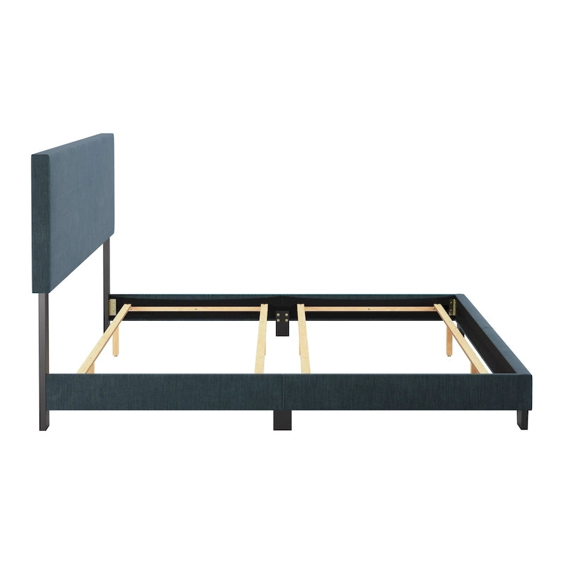 Modern Upholstered Bed Frame with Padded Headboard and Low Profile