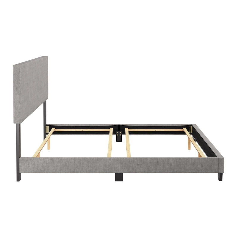 Modern Upholstered Bed Frame with Padded Headboard and Low Profile