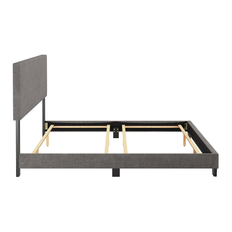 Modern Upholstered Bed Frame with Padded Headboard and Low Profile