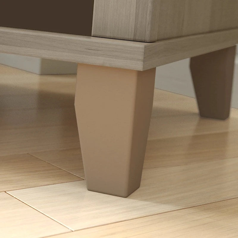 Transitional Grey Ash Nightstand with Drawer and Two Open Shelves