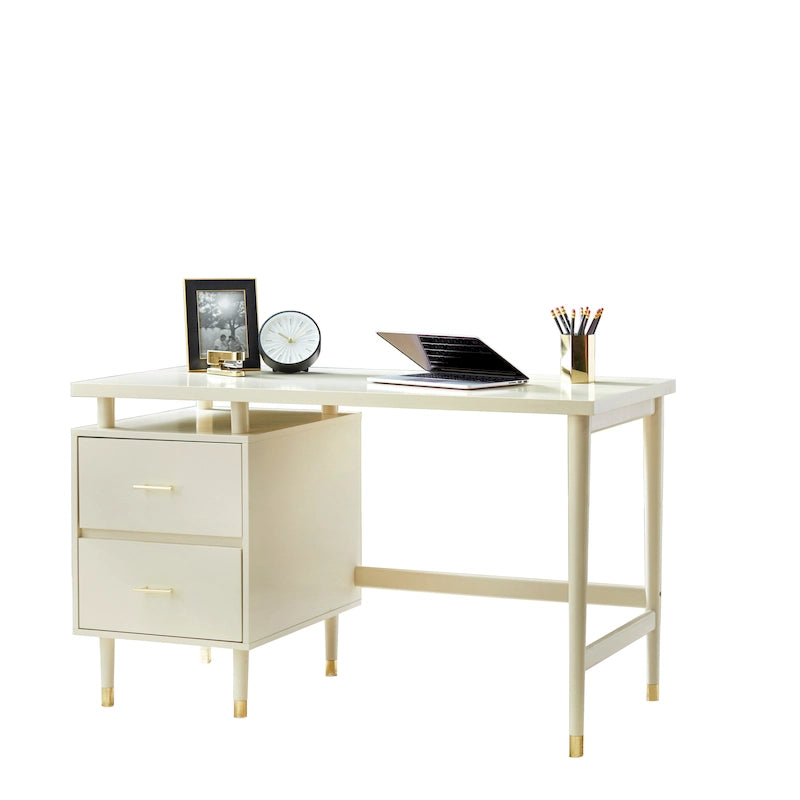 Mid-Century Modern Two-Drawer Writing Desk with Raised Top and Storage