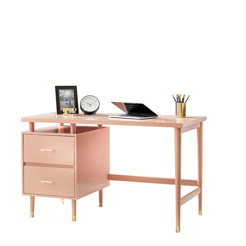 Mid-Century Modern Two-Drawer Writing Desk with Raised Top and Storage