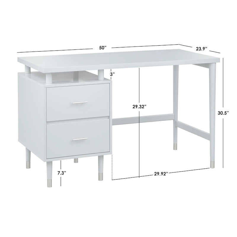 Mid-Century Modern Two-Drawer Writing Desk with Raised Top and Storage
