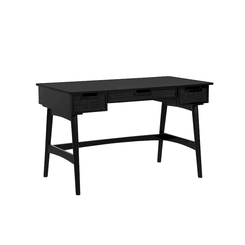 Mid-Century Rattan Drawer Writing Desk in Natural or Black Finish