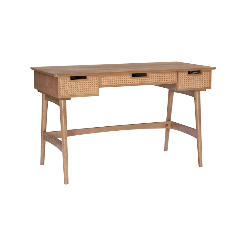 Mid-Century Rattan Drawer Writing Desk in Natural or Black Finish