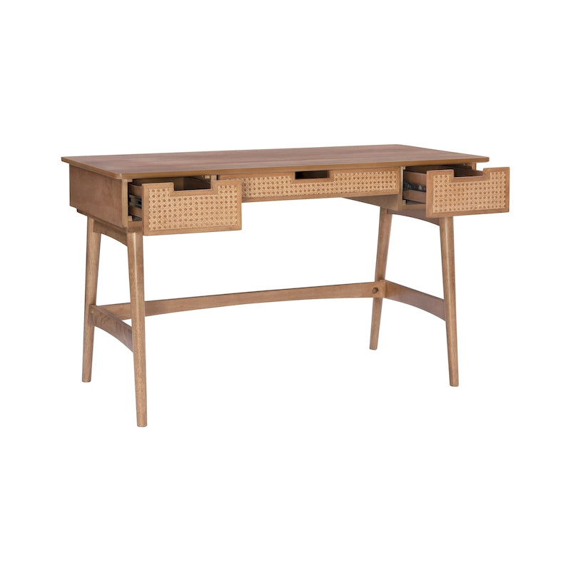 Mid-Century Rattan Drawer Writing Desk in Natural or Black Finish