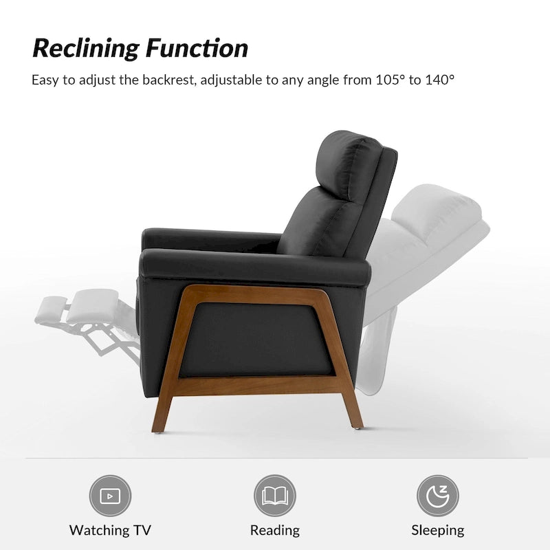 Fauteuil inclinable électrique moderne en cuir véritable avec structure en bois et port USB