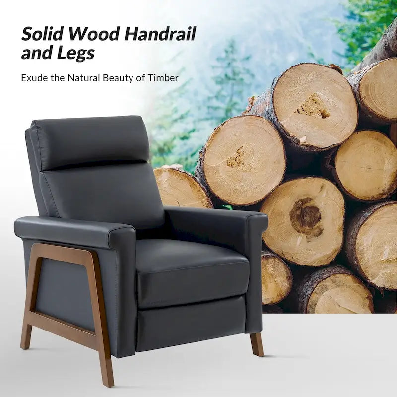 Fauteuil inclinable électrique moderne en cuir véritable avec structure en bois et port USB