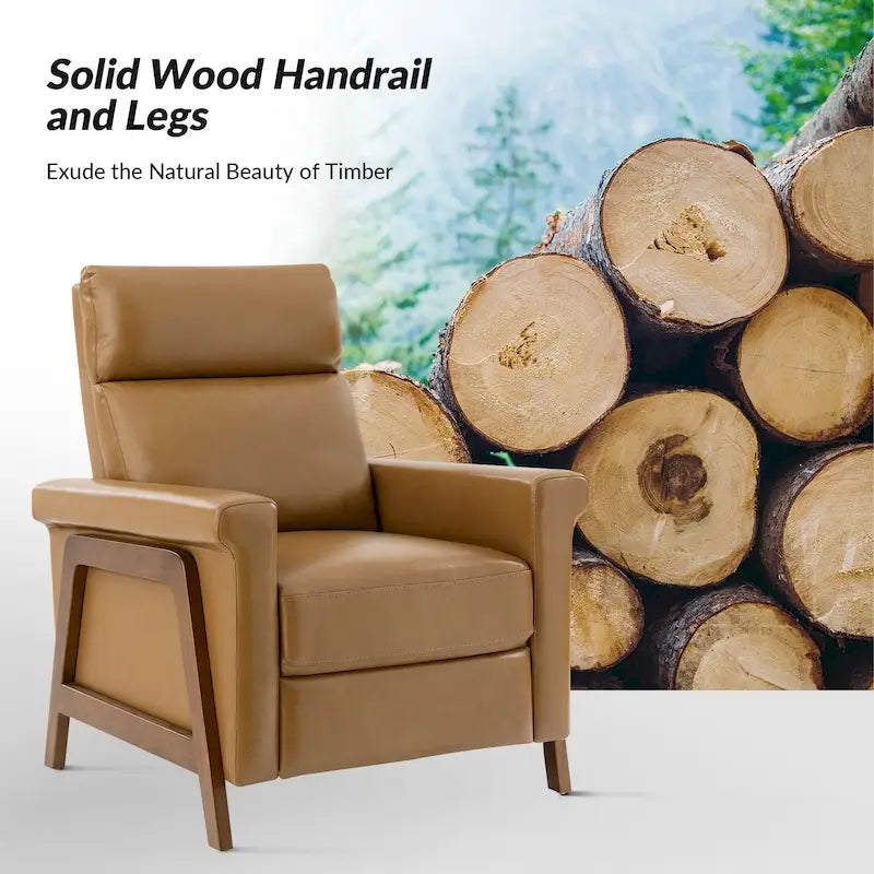 Fauteuil inclinable électrique moderne en cuir véritable avec structure en bois et port USB
