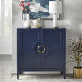 Contemporary Two Door Console Cabinet with Brass Handles and Shelf