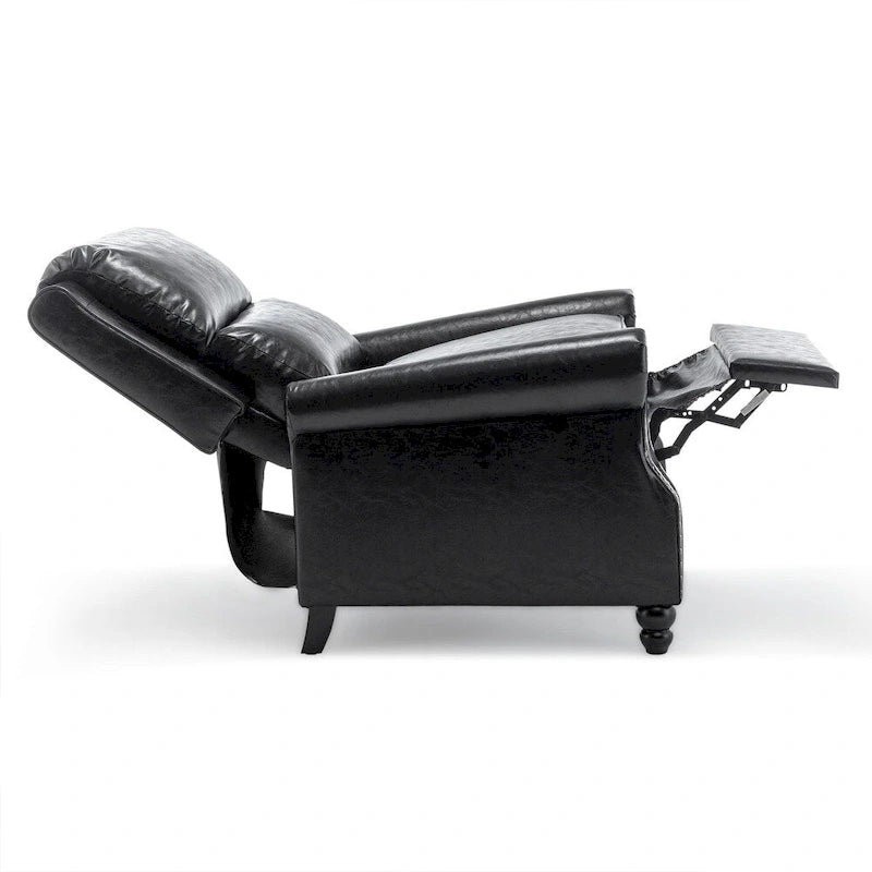 Classic PU Leather Pushback Recliner Chair with Rolled Arms and Nailhead Trim