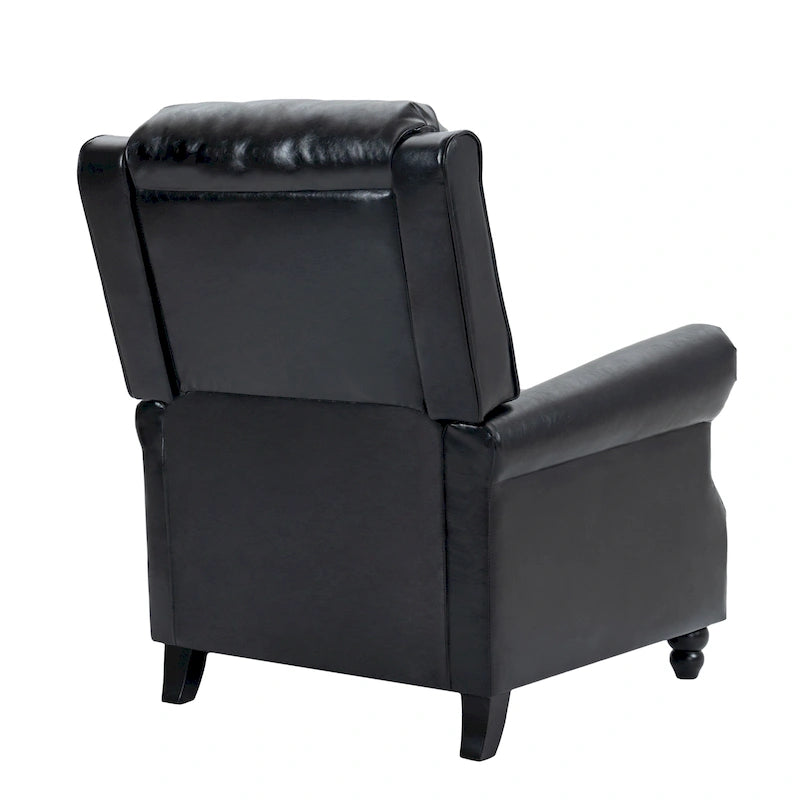 Classic PU Leather Pushback Recliner Chair with Rolled Arms and Nailhead Trim