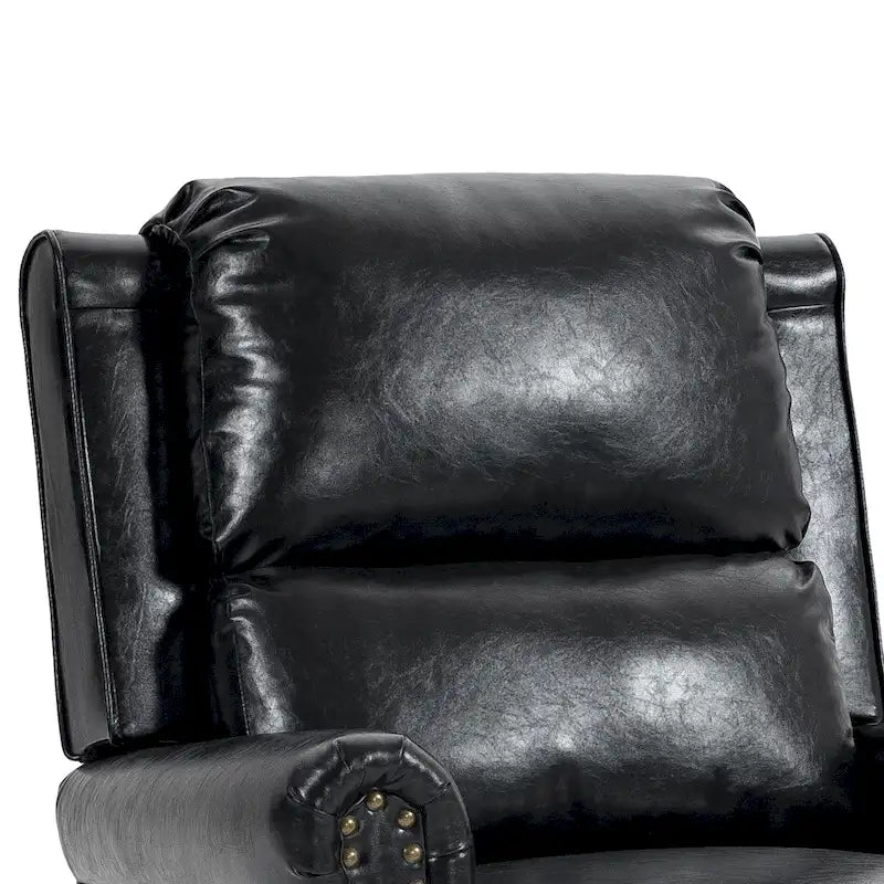 Classic PU Leather Pushback Recliner Chair with Rolled Arms and Nailhead Trim
