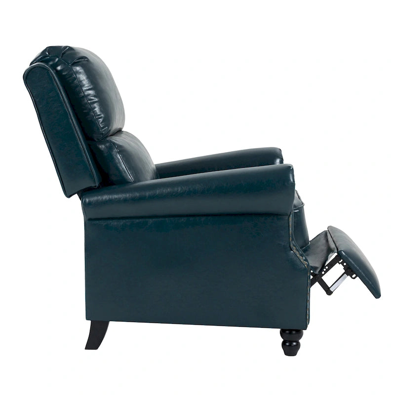 Classic PU Leather Pushback Recliner Chair with Rolled Arms and Nailhead Trim