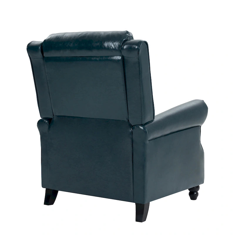 Classic PU Leather Pushback Recliner Chair with Rolled Arms and Nailhead Trim