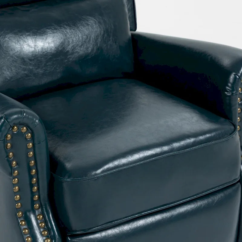 Classic PU Leather Pushback Recliner Chair with Rolled Arms and Nailhead Trim