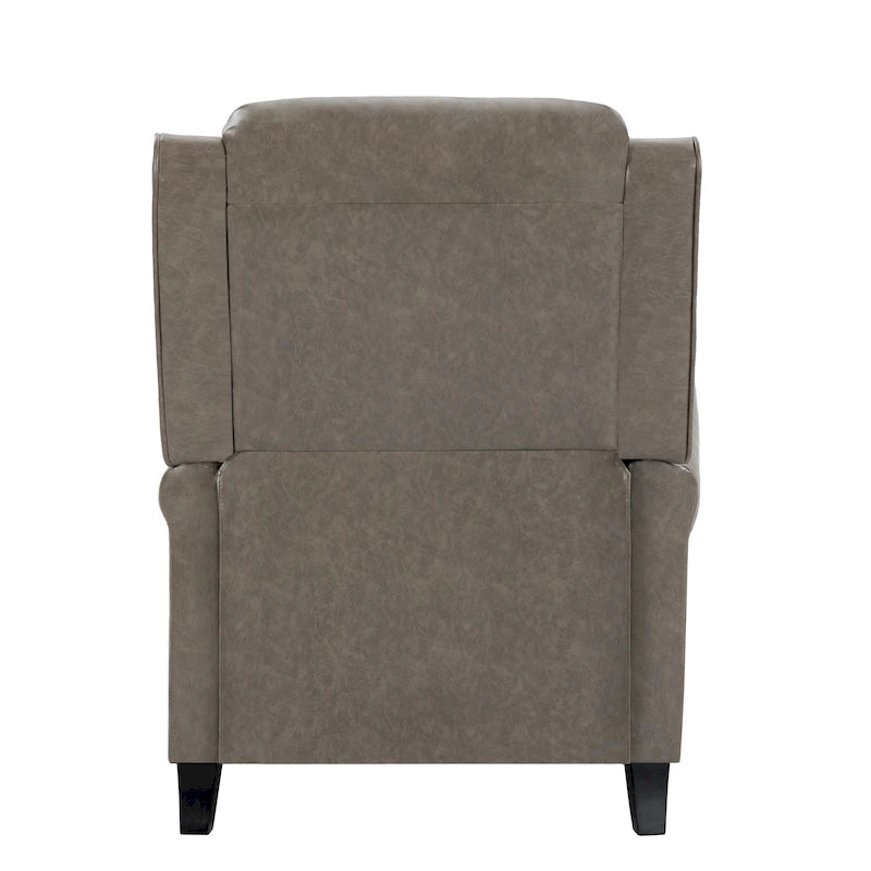 Classic PU Leather Pushback Recliner Chair with Rolled Arms and Nailhead Trim