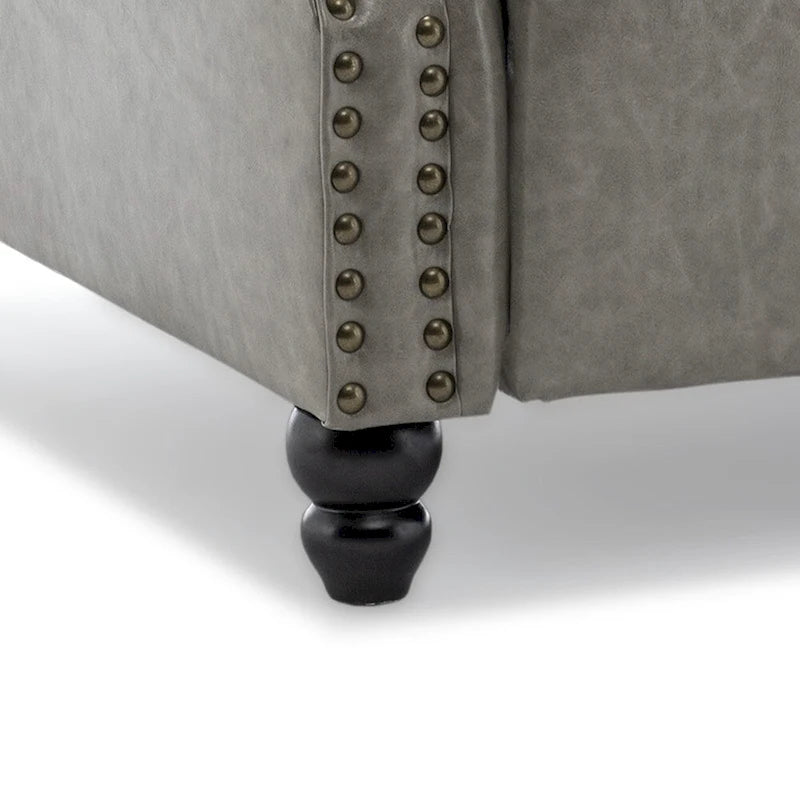 Classic PU Leather Pushback Recliner Chair with Rolled Arms and Nailhead Trim