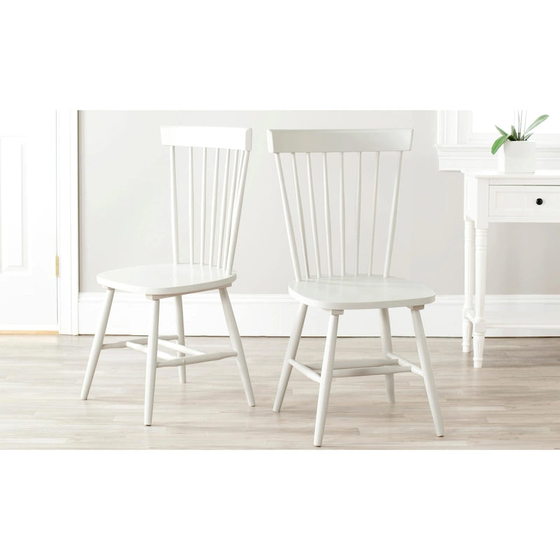 Classic Farmhouse Spindle Back Dining Chair with Curved Armless Design