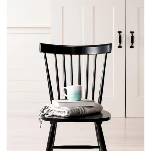 Classic Farmhouse Spindle Back Dining Chair with Curved Armless Design