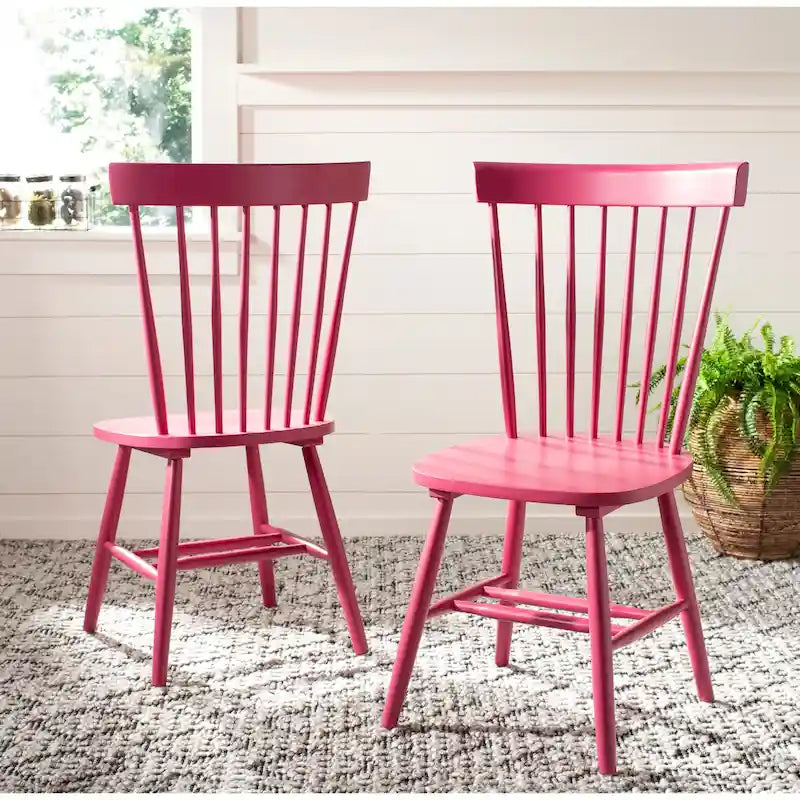 Classic Farmhouse Spindle Back Dining Chair with Curved Armless Design