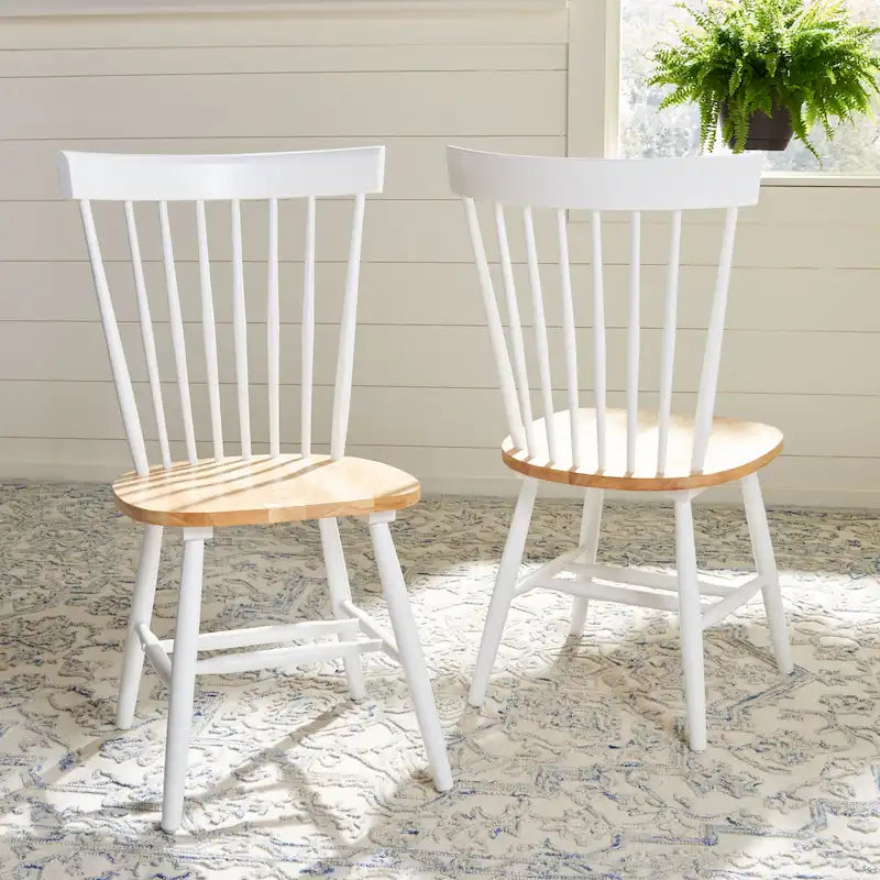 Classic Farmhouse Spindle Back Dining Chair with Curved Armless Design