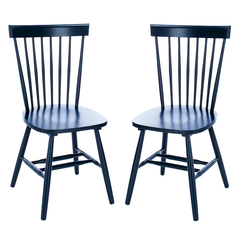 Classic Farmhouse Spindle Back Dining Chair with Curved Armless Design