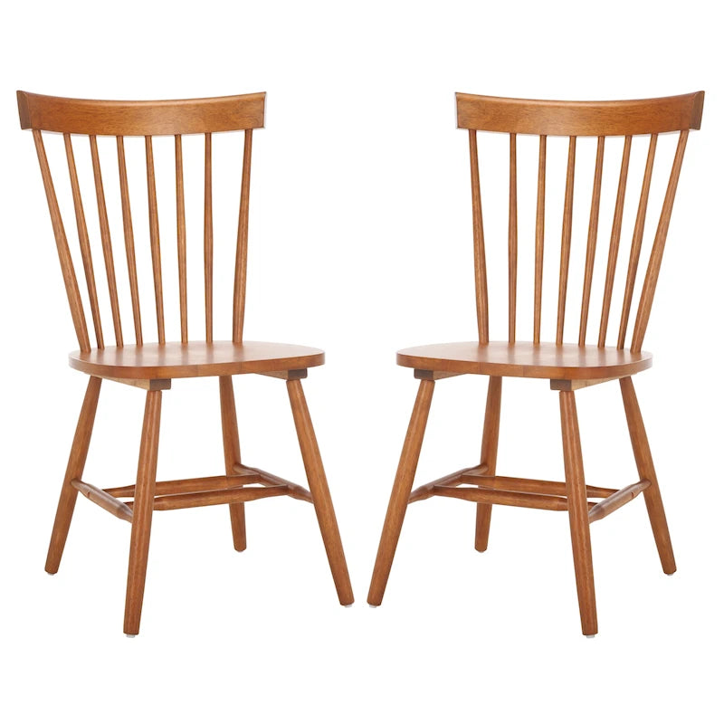 Classic Farmhouse Spindle Back Dining Chair with Curved Armless Design