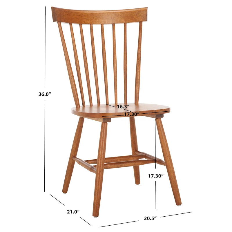 Classic Farmhouse Spindle Back Dining Chair with Curved Armless Design