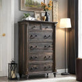 Rustic Farmhouse Six Drawer Tall Dresser with Vintage Metal Pulls