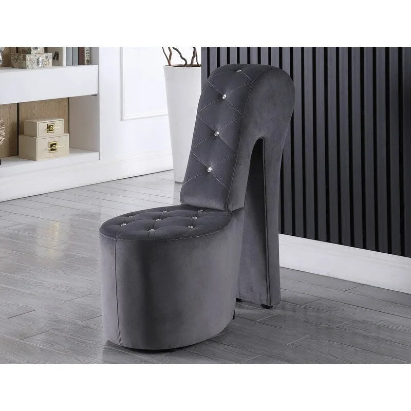 Modern Glam High Heel Shoe Accent Chair with Tufted Upholstery