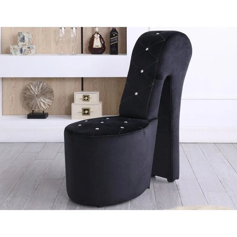 Modern Glam High Heel Shoe Accent Chair with Tufted Upholstery