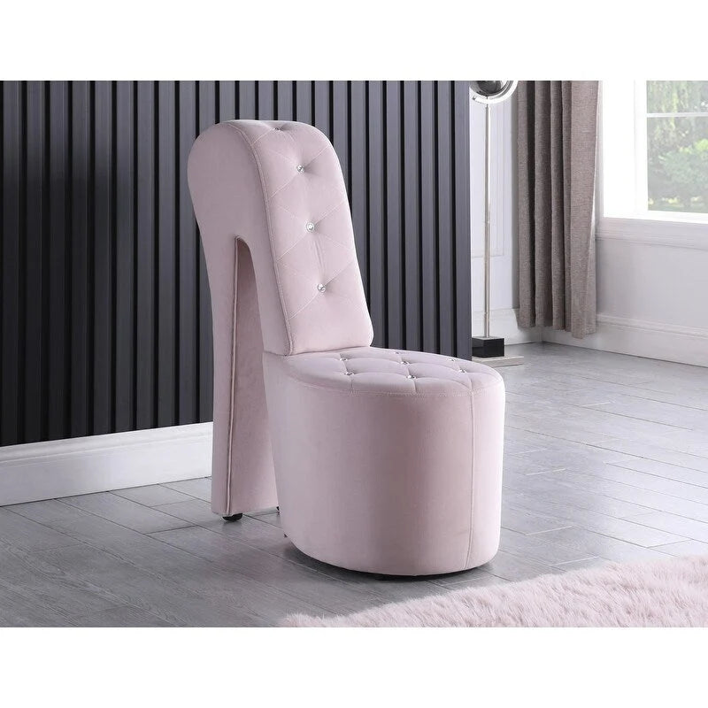 Modern Glam High Heel Shoe Accent Chair with Tufted Upholstery
