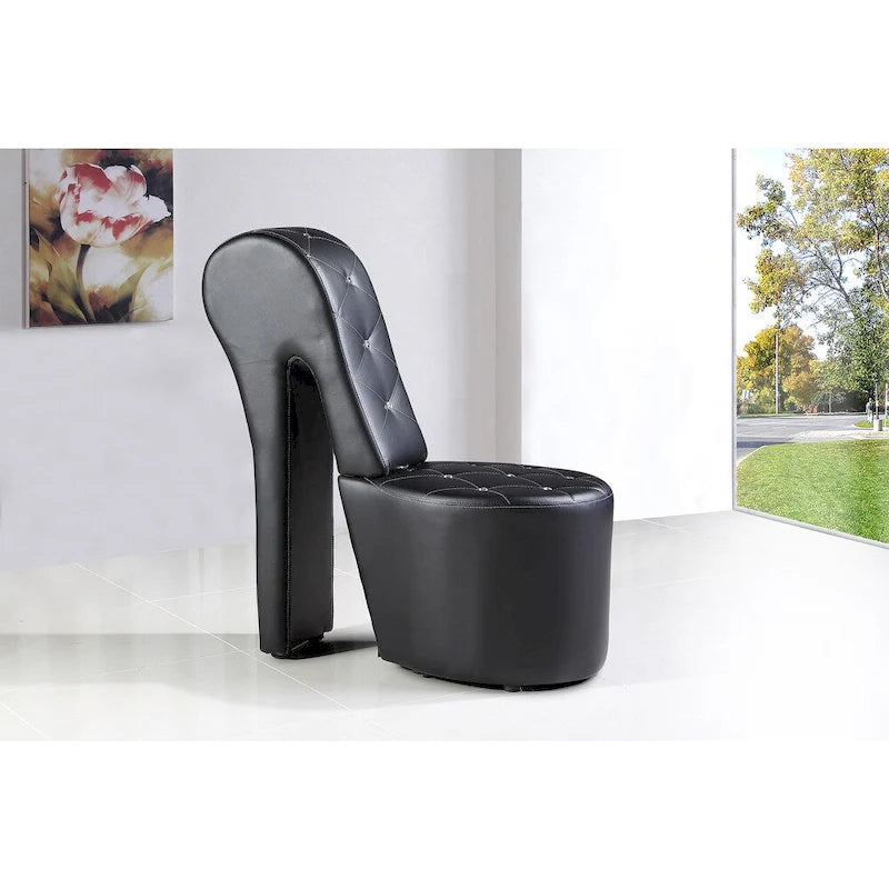 Modern Glam High Heel Shoe Accent Chair with Tufted Upholstery
