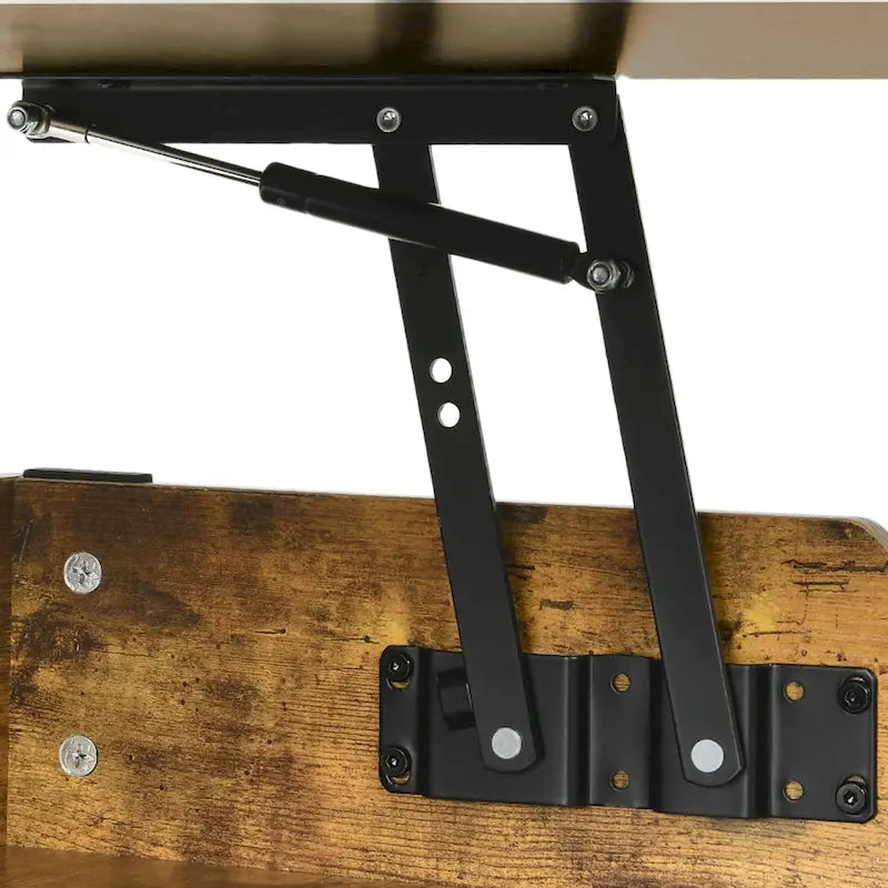 Rustic Square Coffee Table with Storage Shelf and Crossed Frame