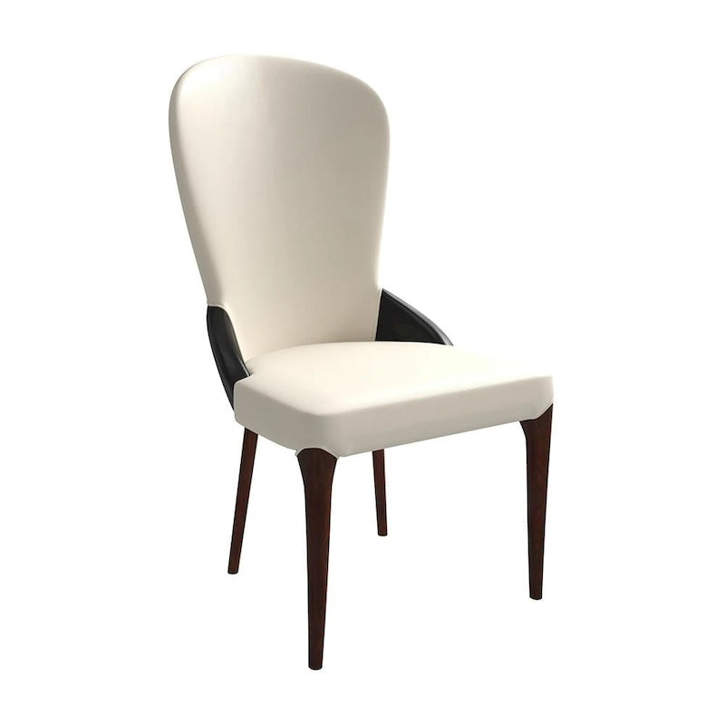 Modern Two-Tone Leather Upholstered Dining Chair with Solid Wood Legs