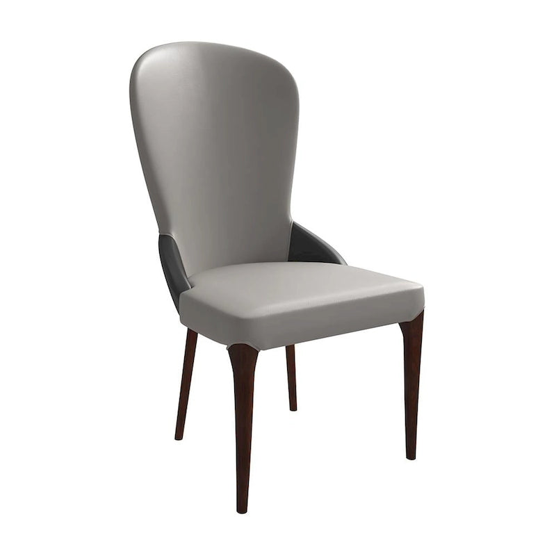 Modern Two-Tone Leather Upholstered Dining Chair with Solid Wood Legs
