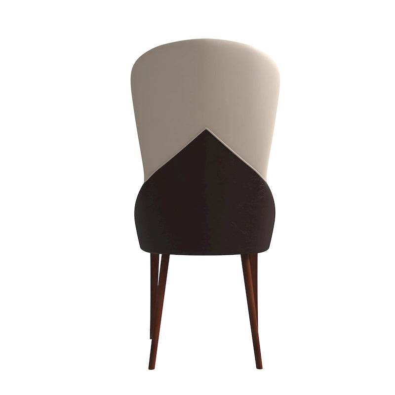 Modern Two-Tone Leather Upholstered Dining Chair with Solid Wood Legs