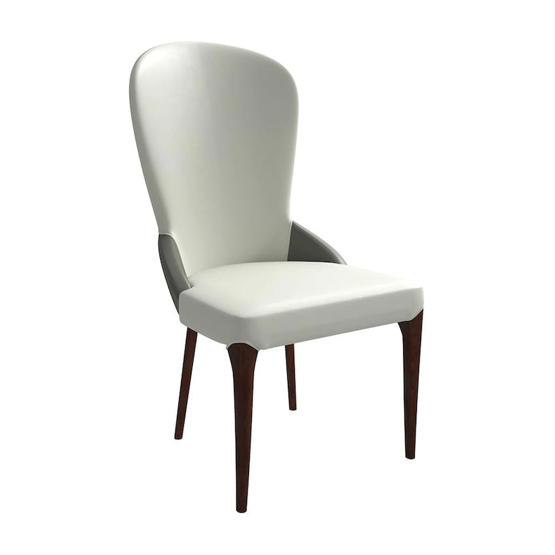 Modern Two-Tone Leather Upholstered Dining Chair with Solid Wood Legs