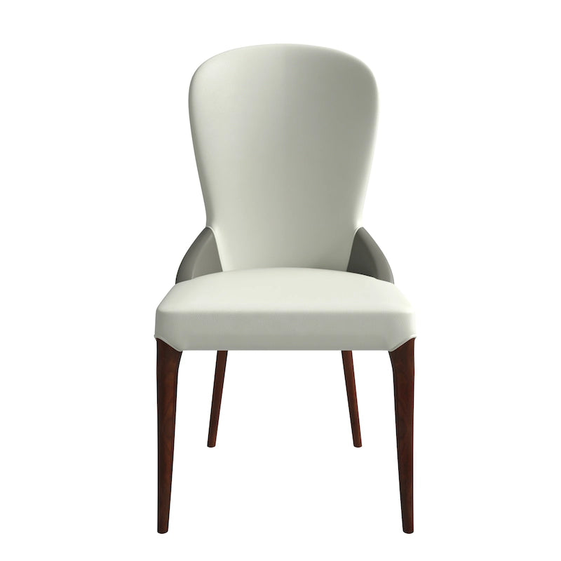 Modern Two-Tone Leather Upholstered Dining Chair with Solid Wood Legs