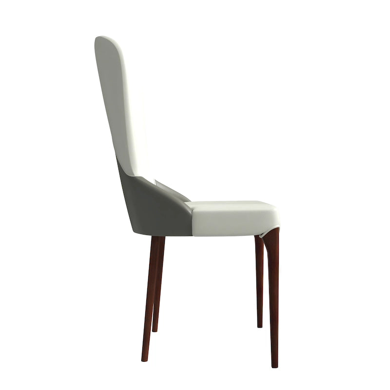 Modern Two-Tone Leather Upholstered Dining Chair with Solid Wood Legs
