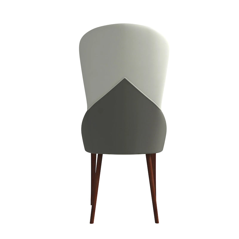 Modern Two-Tone Leather Upholstered Dining Chair with Solid Wood Legs