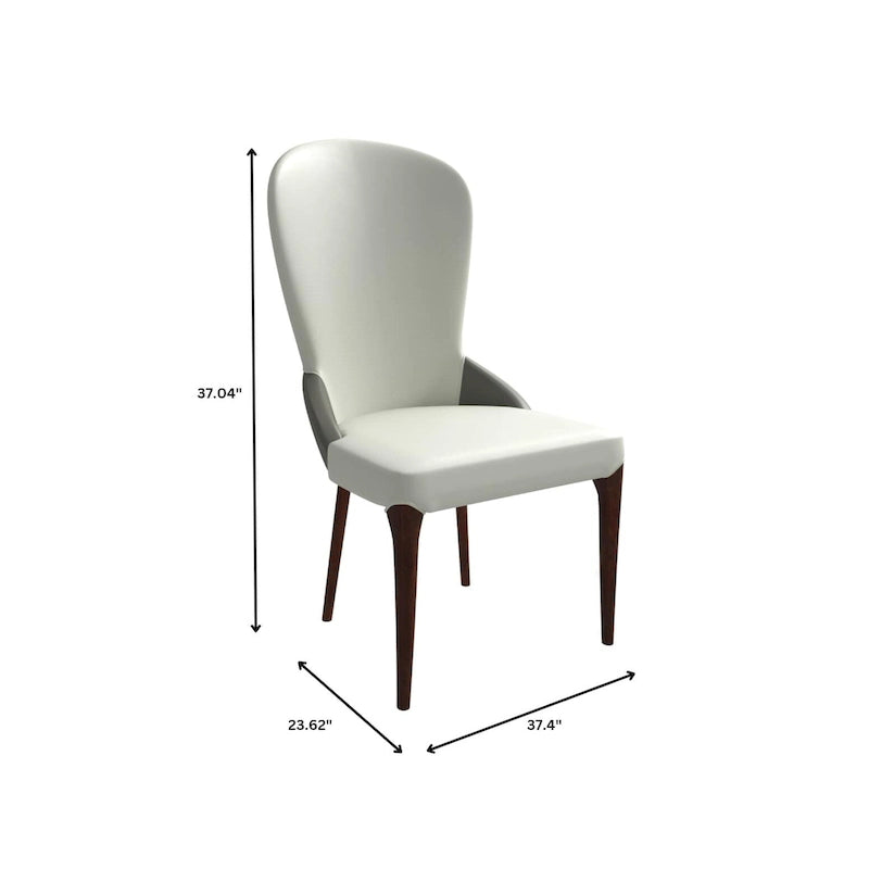 Modern Two-Tone Leather Upholstered Dining Chair with Solid Wood Legs