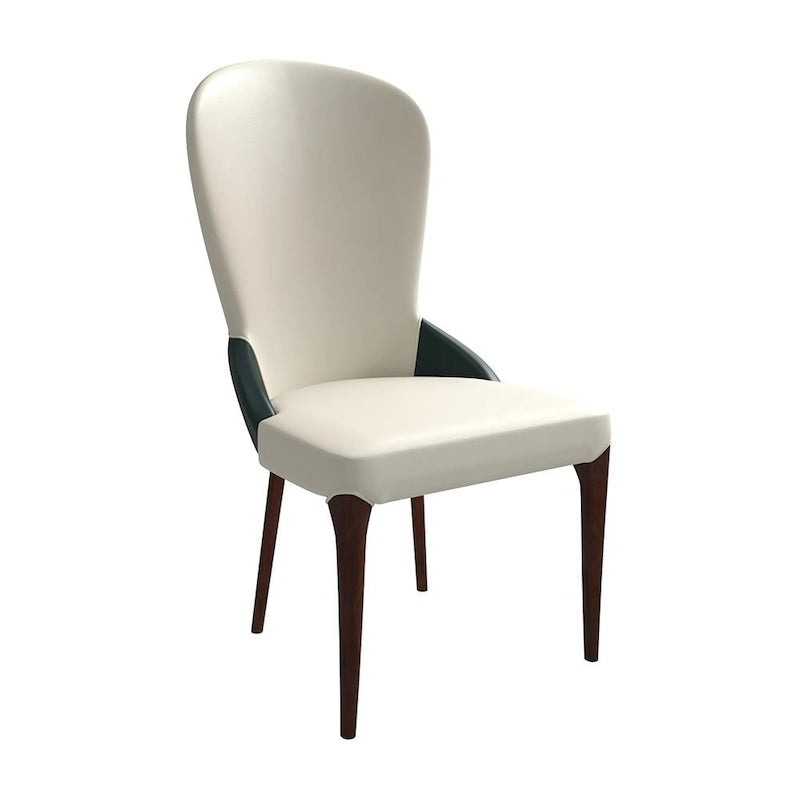 Modern Two-Tone Leather Upholstered Dining Chair with Solid Wood Legs