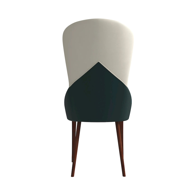 Modern Two-Tone Leather Upholstered Dining Chair with Solid Wood Legs