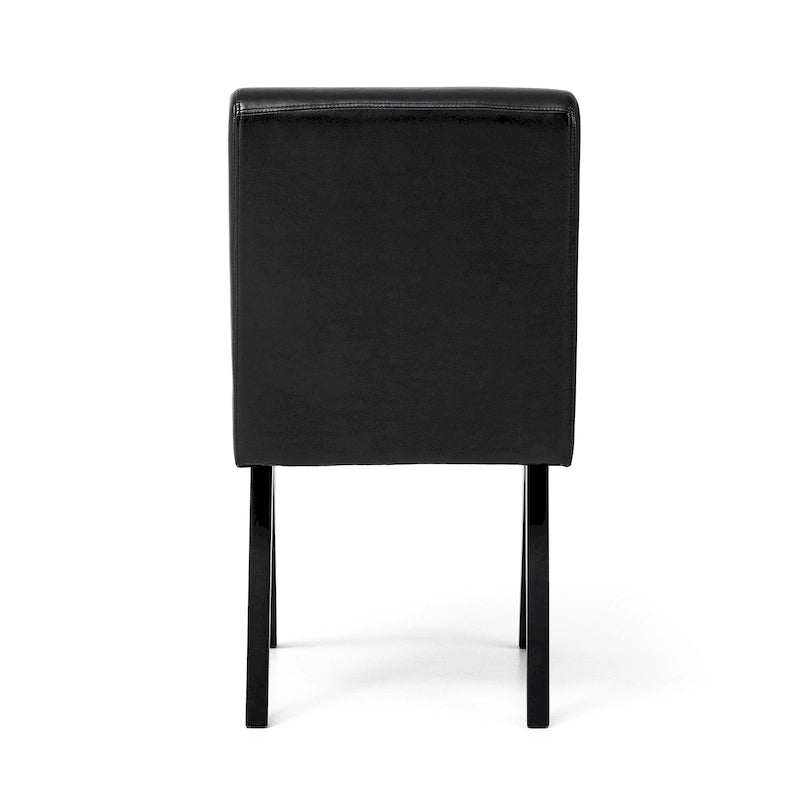 Mid-Century Faux Leather Upholstered Dining Chair with V-Shaped Wooden Legs