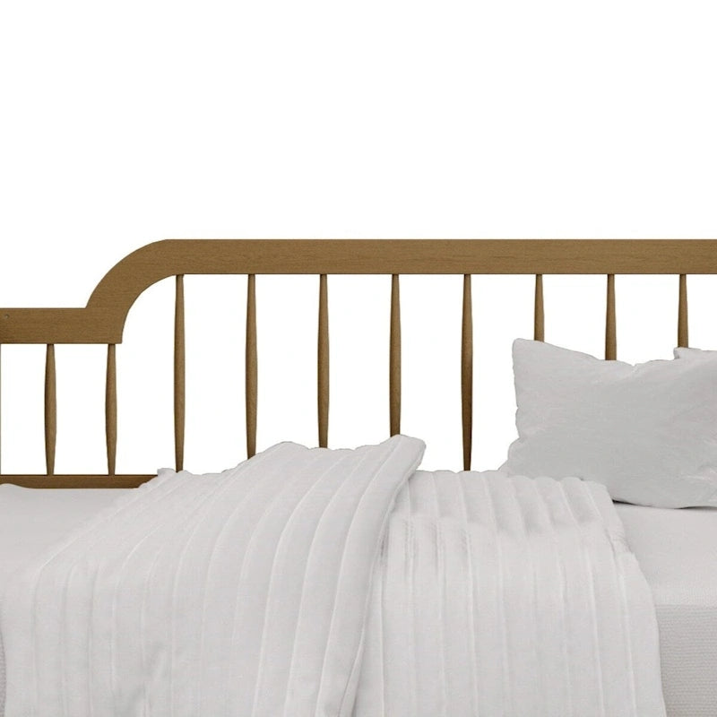 Classic Wooden Spindle Daybed with Curved Back and Warm Finishes